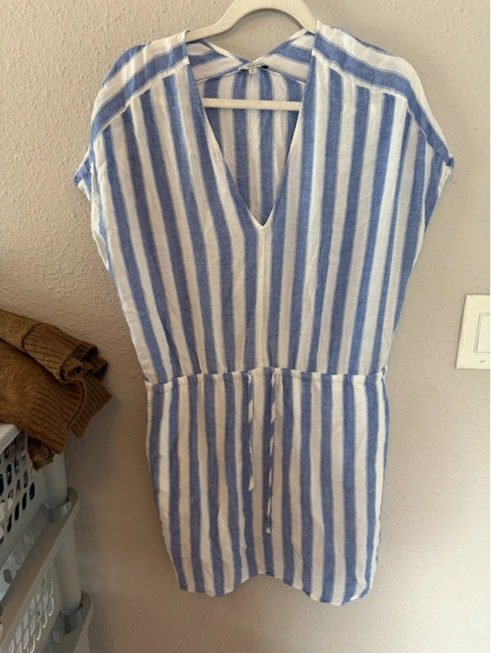 Rails blue/white stripe linen/rayon dress M